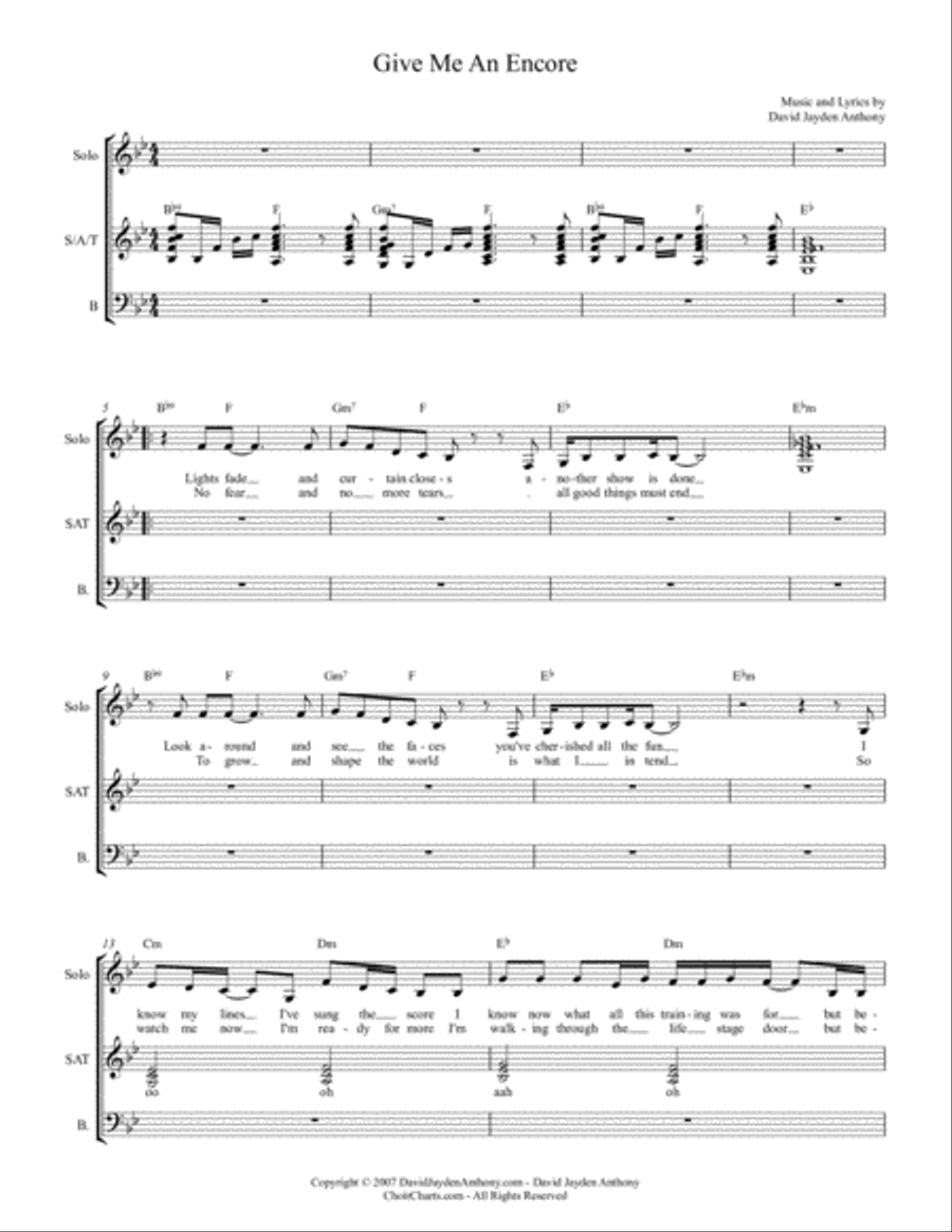 Give Me An Encore Give Me An Encore 4-Part scores gallery preview page 1