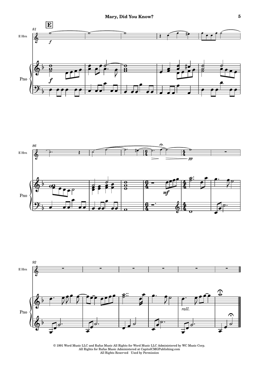 Mary, Did You Know? English Horn scores gallery preview page 6