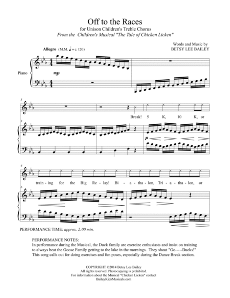 Off to the Races Off to the Races Unison Choir scores gallery preview page 2
