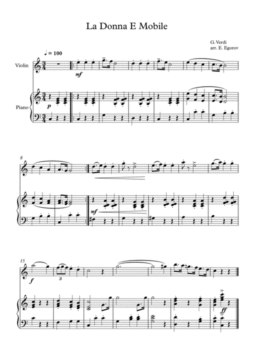 La Donna E Mobile, Giuseppe Verdi, For Violin & Piano image number null