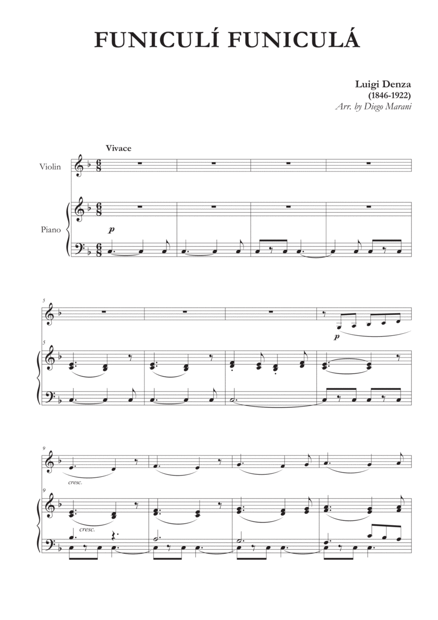 Funiculì Funiculà for Violin and Piano Violin Solo scores gallery preview page 1