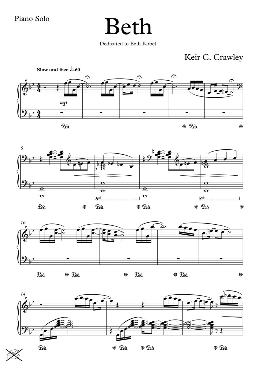 Beth Piano Solo scores gallery preview page 1