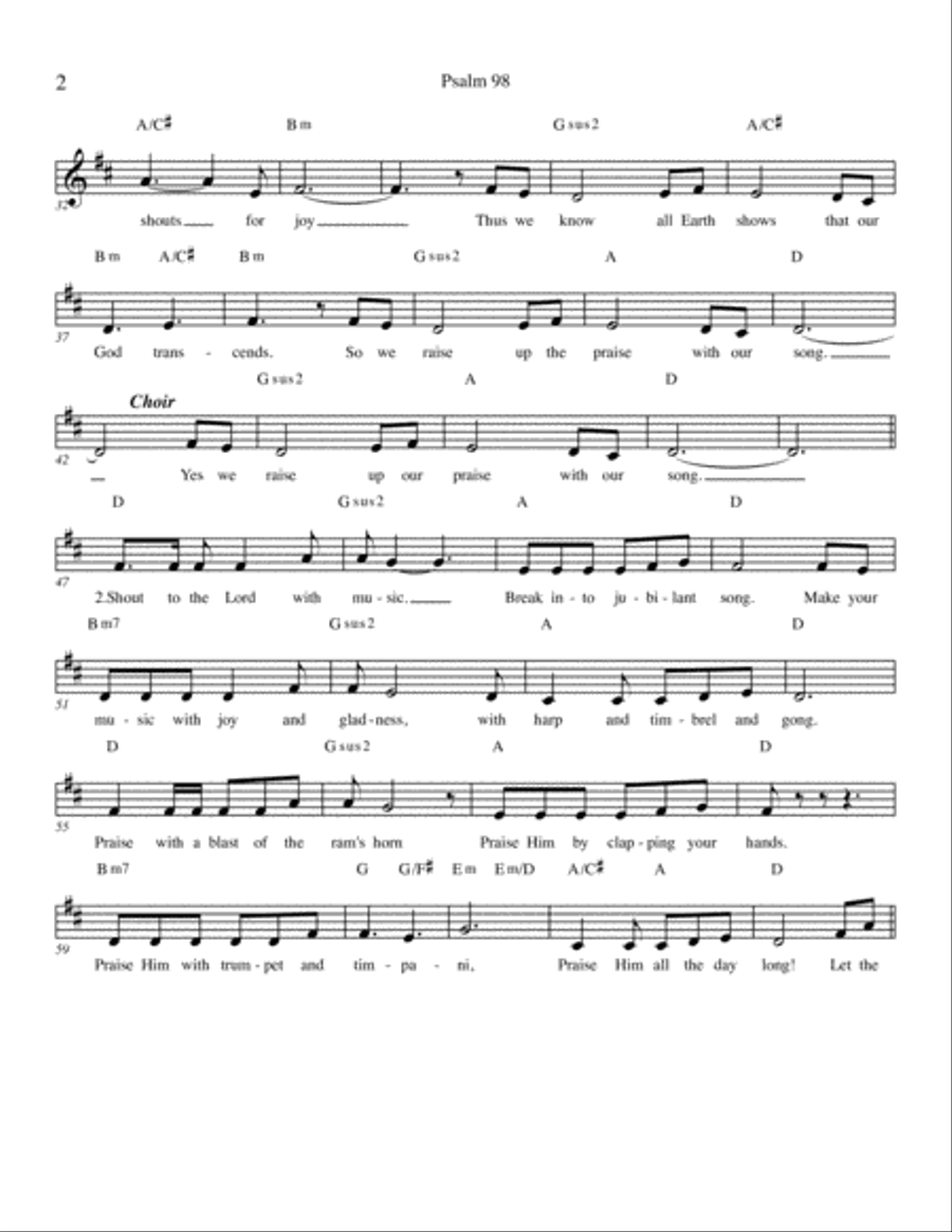 Sing to the Lord a New Song (Psalm 98) Complete congregational packet Unison Choir scores gallery preview page 2
