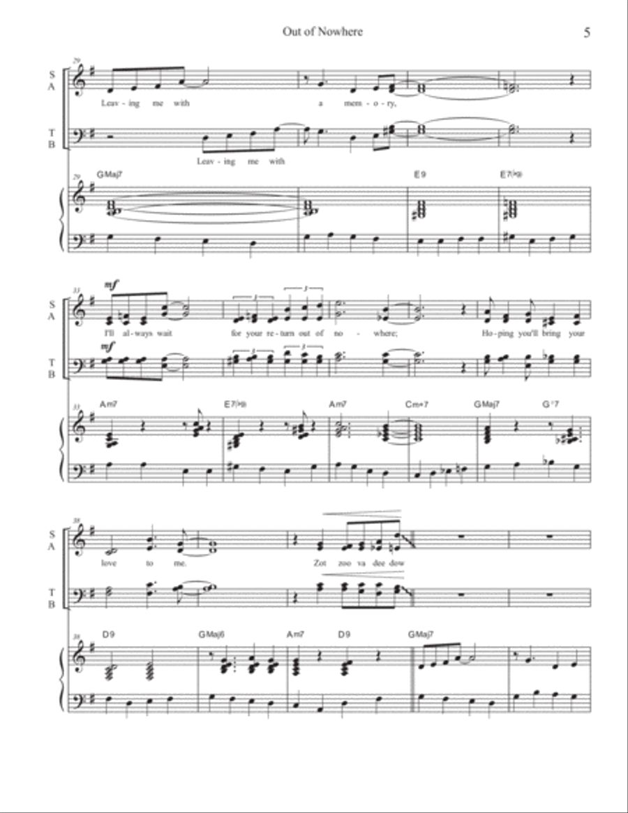 Out Of Nowhere 4-Part scores gallery preview page 5