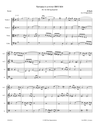 Fantasia in a minor BWV 904 Arr. for String Quartet