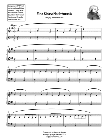 Eine Kleine Nachtmusik arranged for Easy Piano image number null