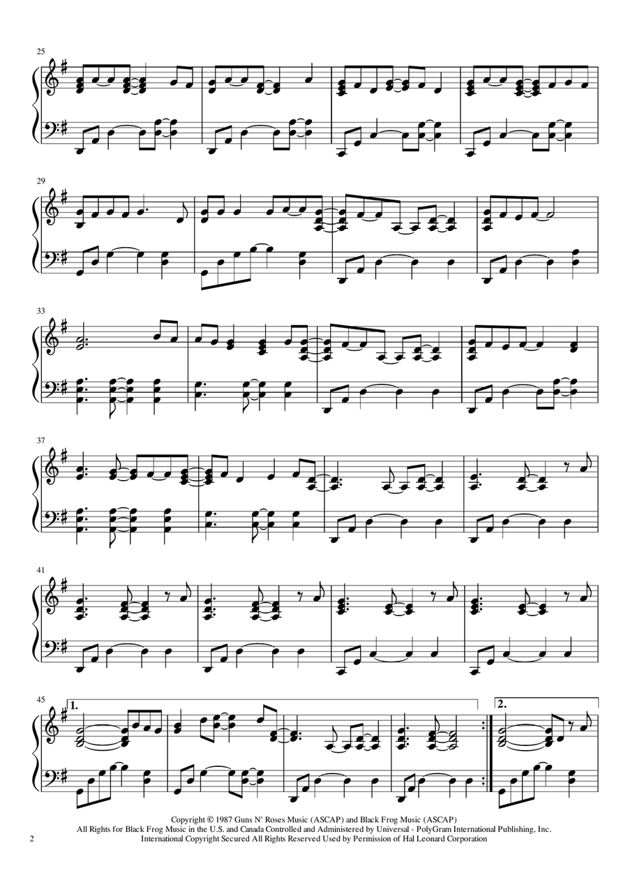 Sweet Child O' Mine Harp scores gallery preview page 2