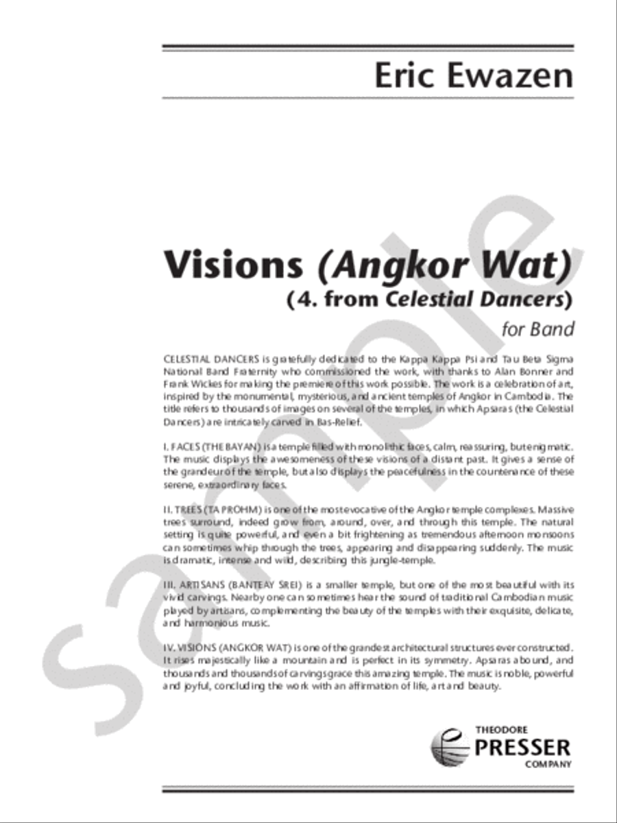 Visions (4. From Celestial Dancers) Concert Band scores gallery preview page 1