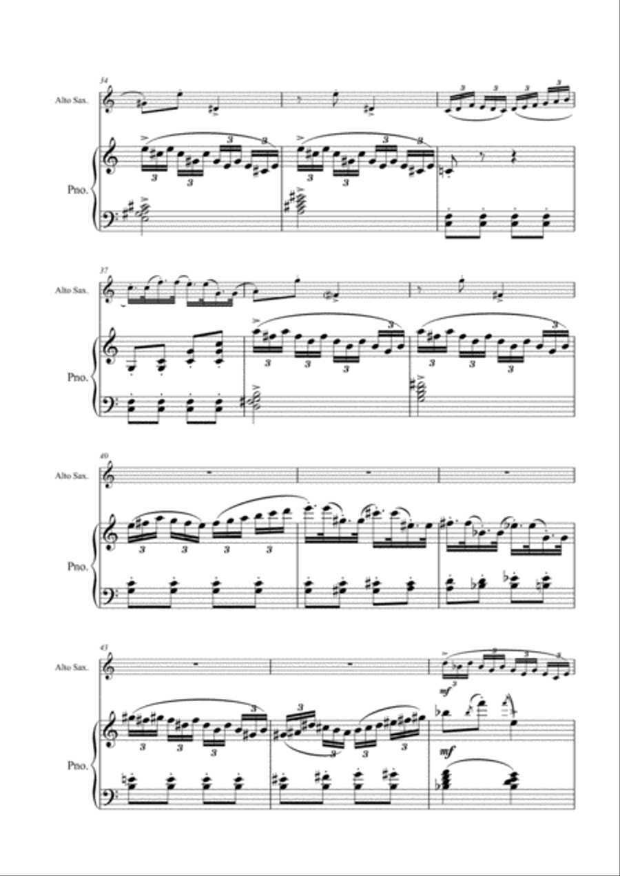 5 Vignettes from Norwegian Nature (for Alto Saxophone and Piano) Woodwind Duet scores gallery preview page 4