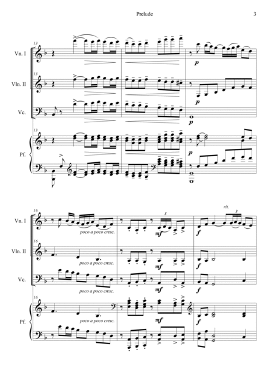 Prelude from Bergamasuqe Suite Piano Quartet scores gallery preview page 3