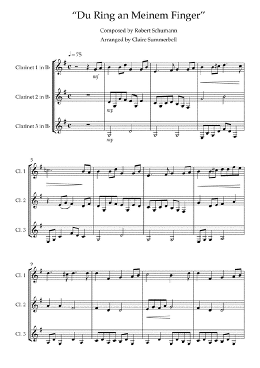 Schumann: Du Ring an Meinem Finger - Clarinet Trio image number null