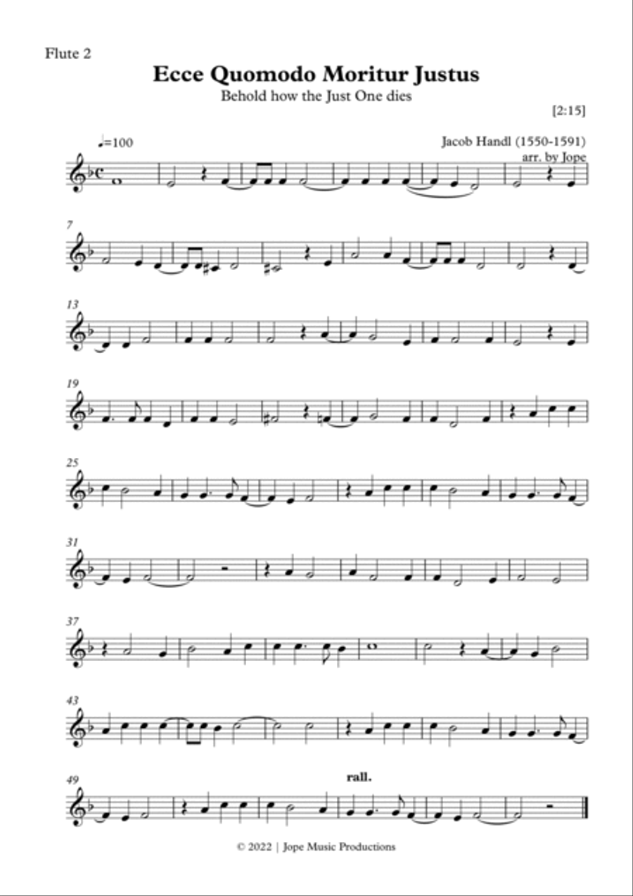 Ecce quomodo moritur justus - Jacob Handl Woodwind Ensemble scores gallery preview page 6