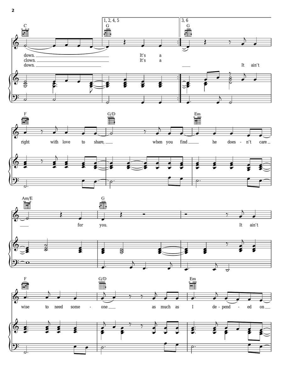 It's A Heartache Piano, Vocal, Guitar scores gallery preview page 2