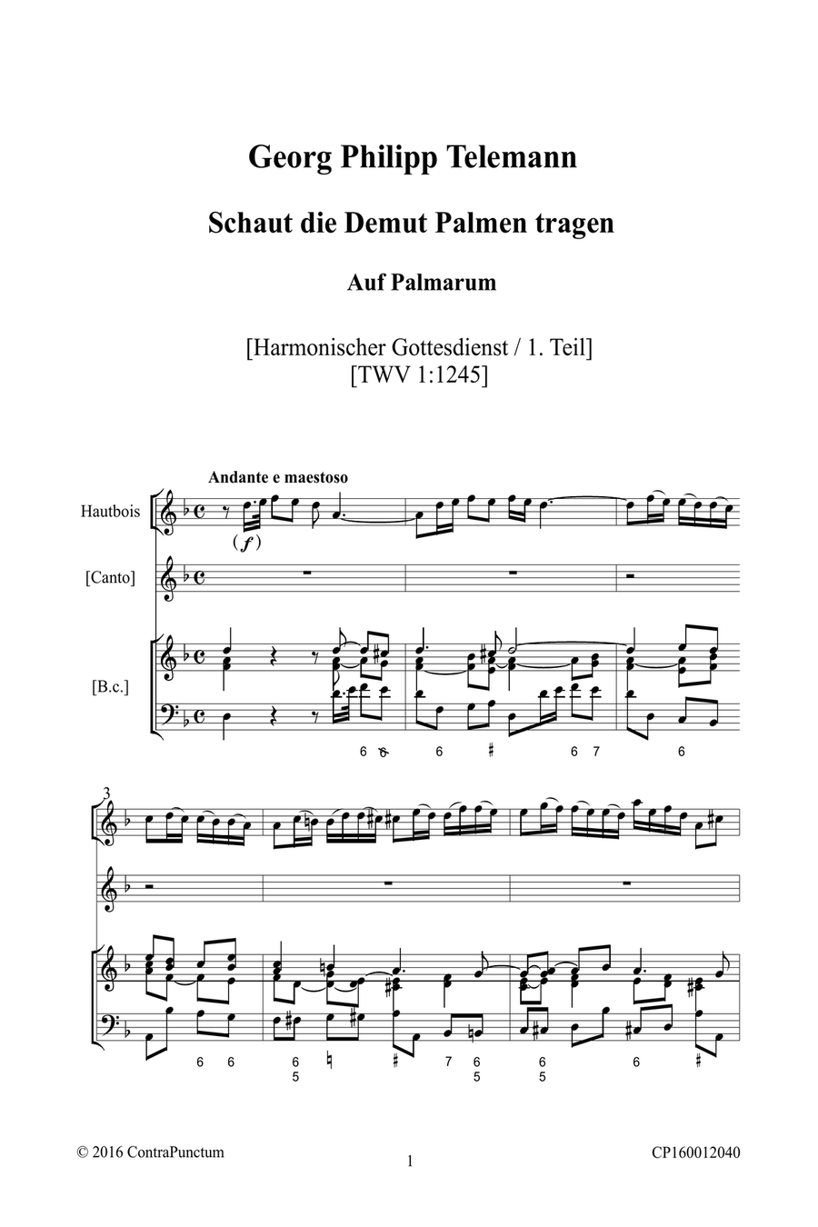Harmonischer Gottesdienst TWV 1:1245 Schaut die Demut Palmen tragen Oboe Solo scores gallery preview page 5