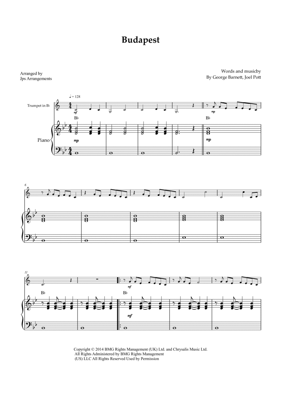 Budapest B-Flat Trumpet scores gallery preview page 1