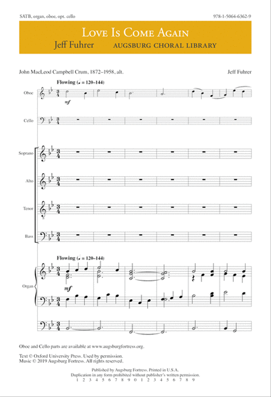 Love Is Come Again 4-Part scores gallery preview page 1