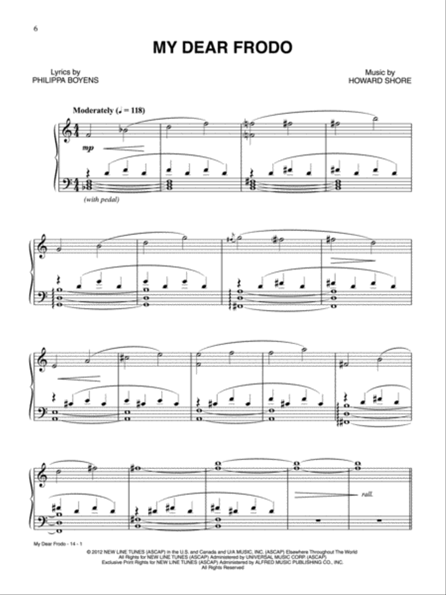 My Dear Frodo Piano, Vocal scores gallery preview page 1