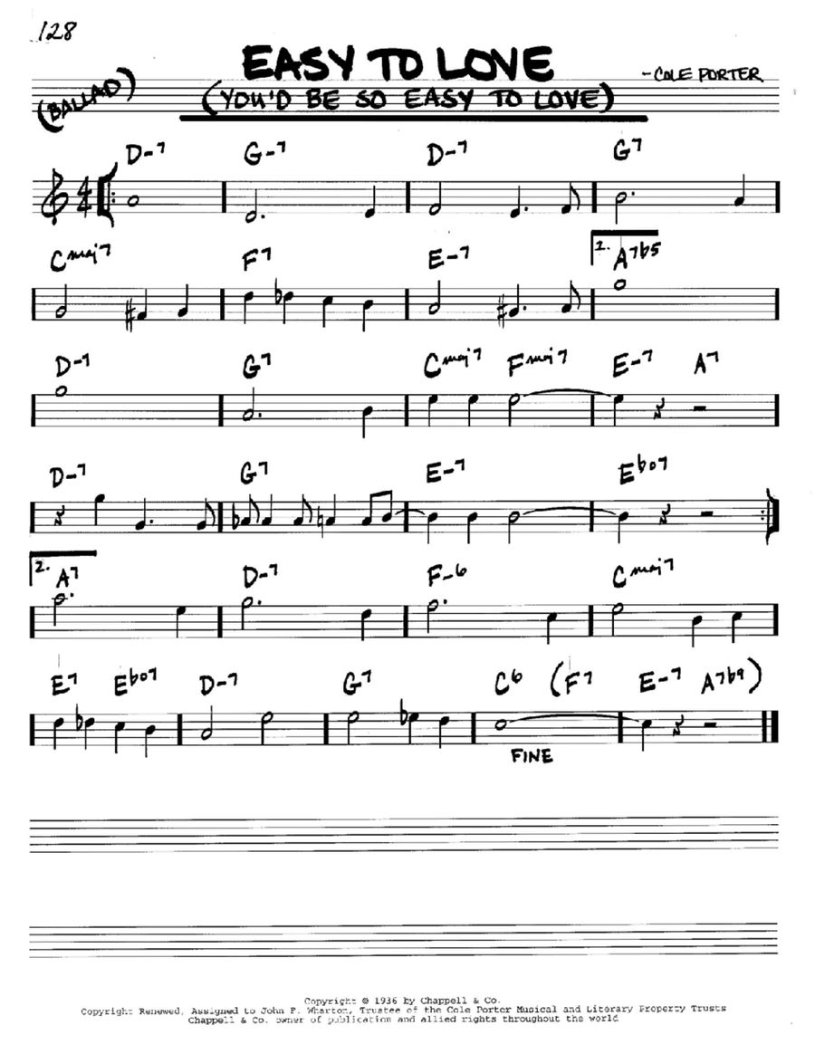 Easy To Love (You'd Be So Easy To Love) C Instrument scores gallery preview page 1