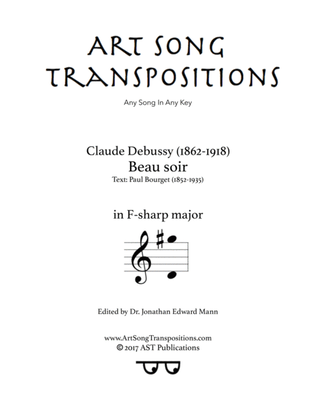 Book cover for DEBUSSY: Beau soir (transposed to F-sharp major)