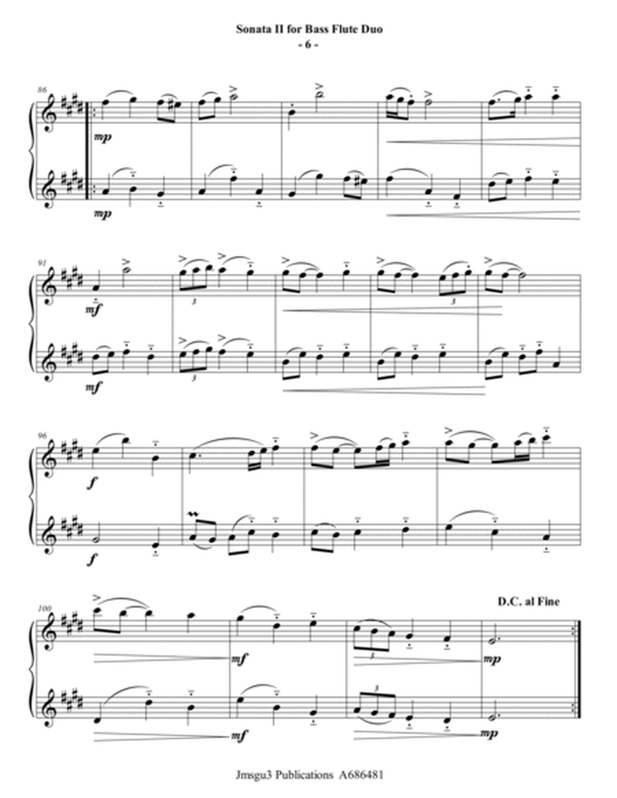 Sammartini: Sonata Op. 1 No. 2 for Bass Flute Duo image number null