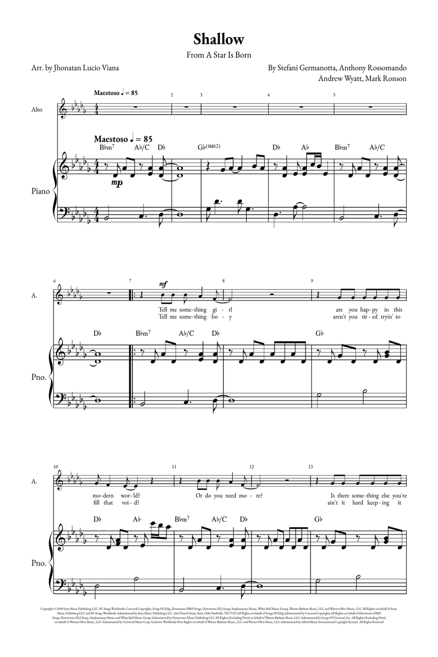 Shallow A Cappella scores gallery preview page 1