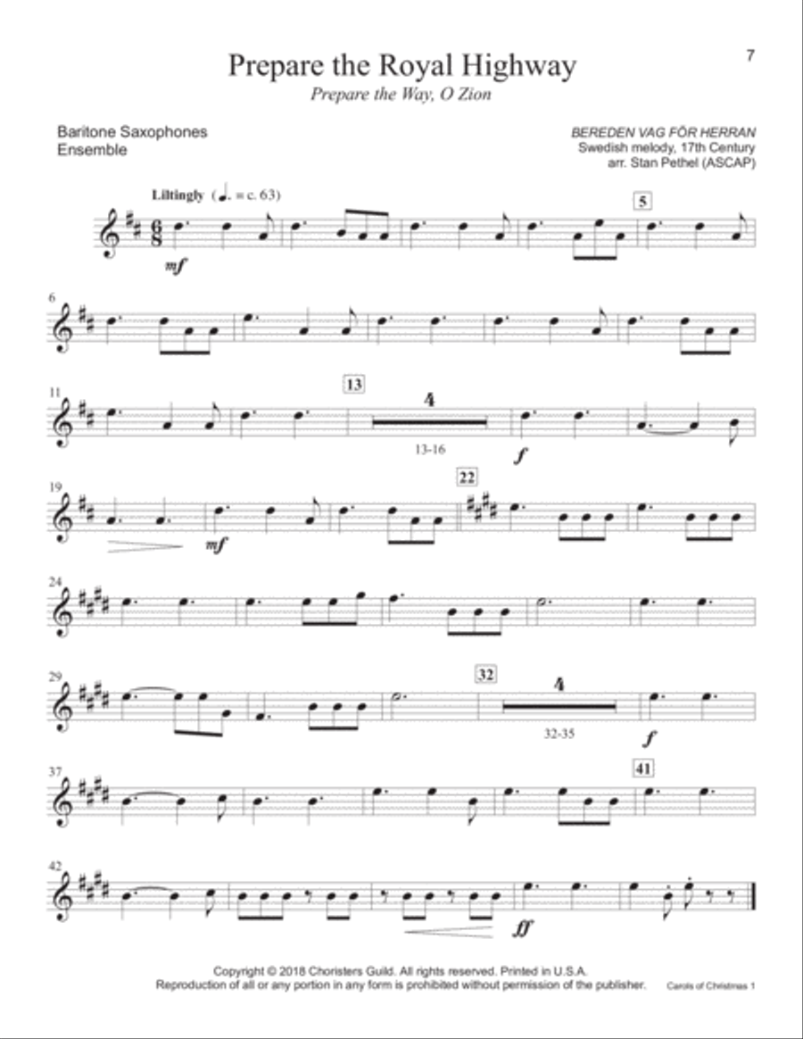 Carols of Christmas, Set 1 - Baritone Saxophone Baritone Saxophone scores gallery preview page 5