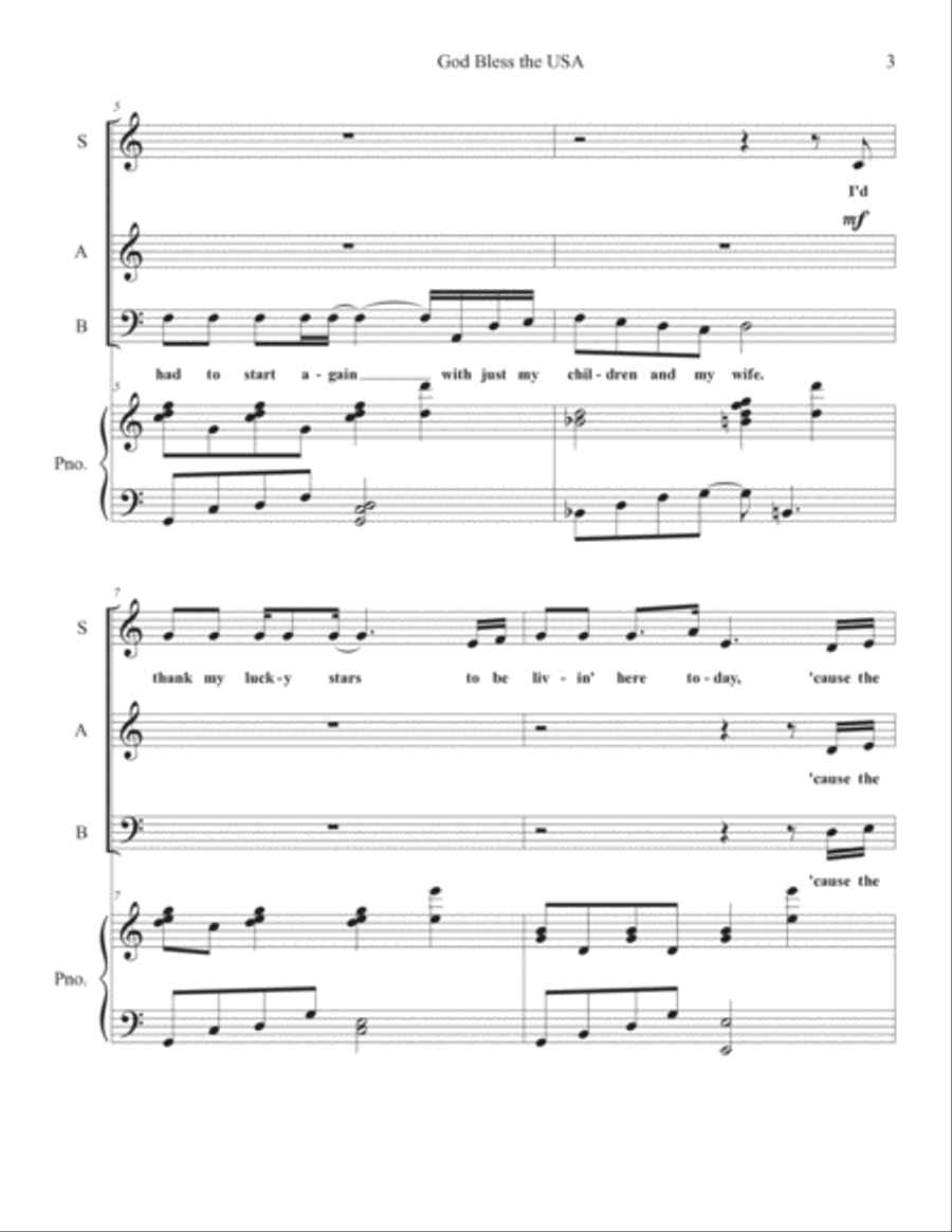God Bless The U.s.a. 3-Part scores gallery preview page 3