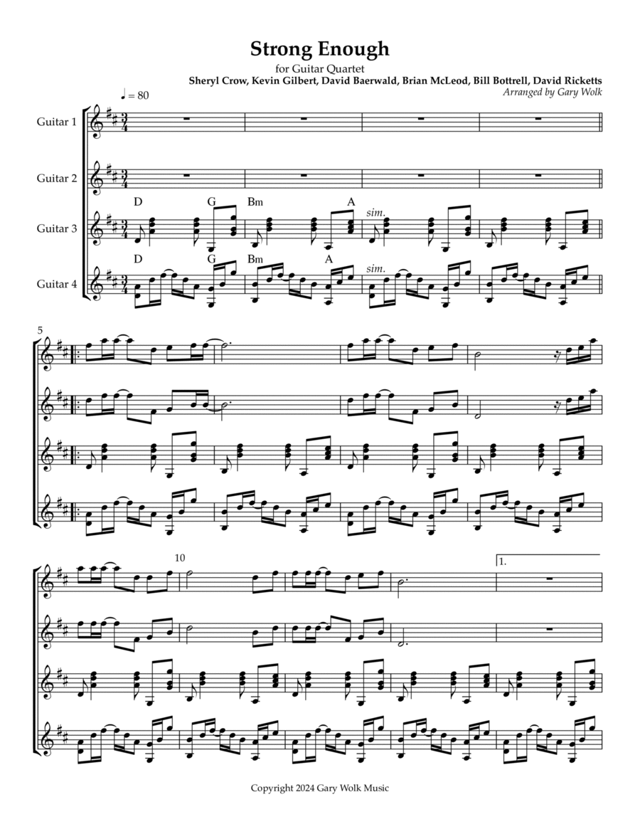 Strong Enough Strong Enough Guitar scores gallery preview page 1