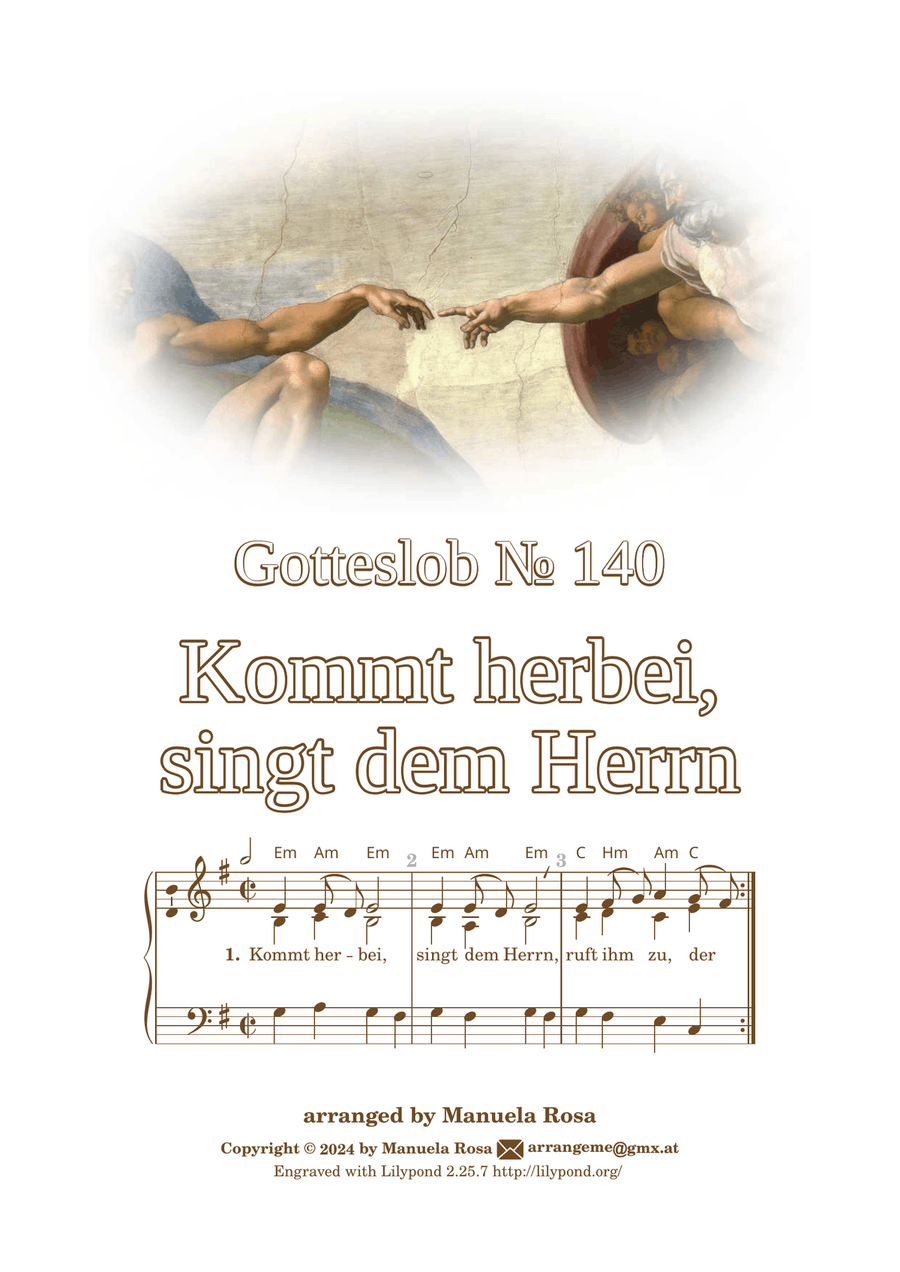Kommt herbei, singt dem Herrn (Gotteslob 140) Piano Solo scores gallery preview page 1