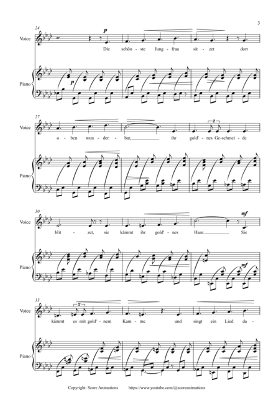 Lorelei in F minor (Lower key) Voice scores gallery preview page 3