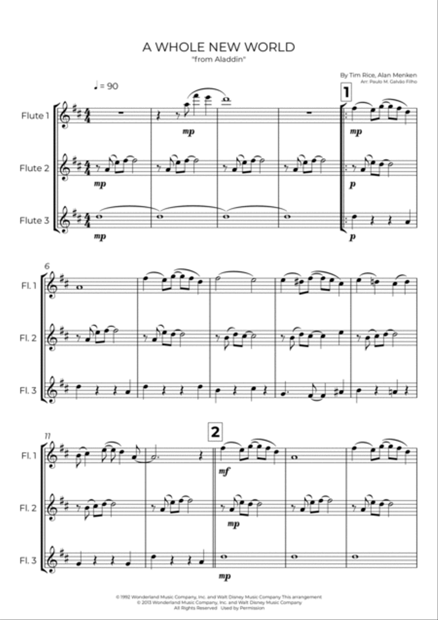 A Whole New World Woodwind Trio scores gallery preview page 2