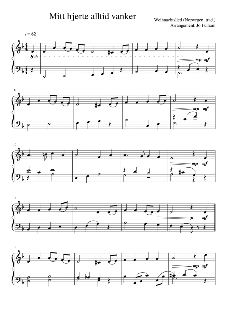 Mitt hjerte alltid vanker Piano Solo scores gallery preview page 1