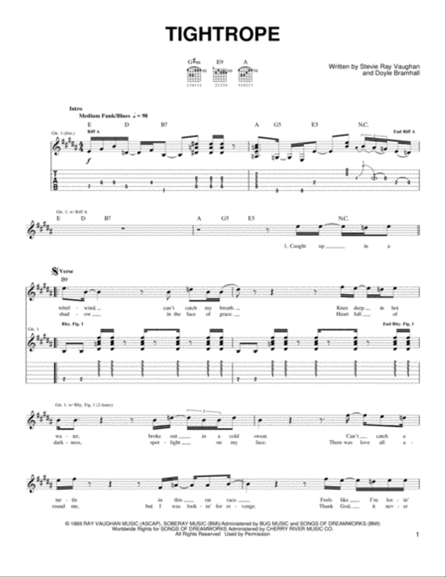 Tightrope Acoustic Guitar scores gallery preview page 1