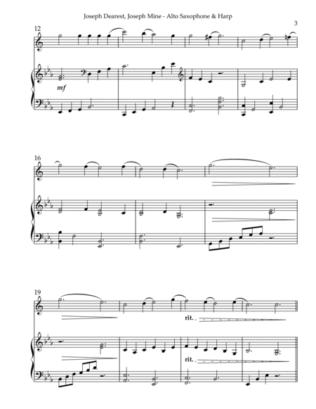 Joseph Dearest, Joseph Mine, Duet for Eb Alto Saxophone & Harp image number null