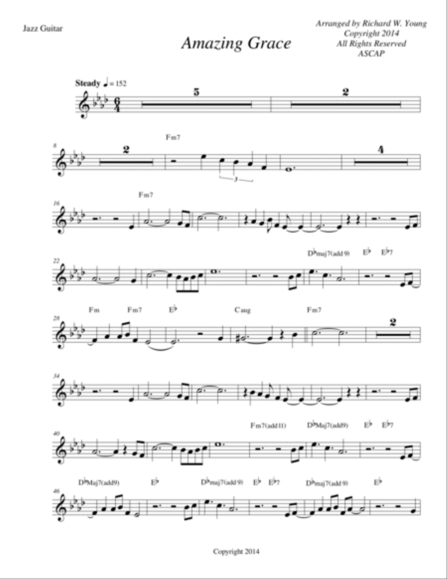 Amazing Grace- Contemporary Jazz Guitar Electric Guitar scores gallery preview page 2