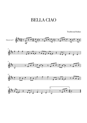 Bella Ciao for French Horn Solo