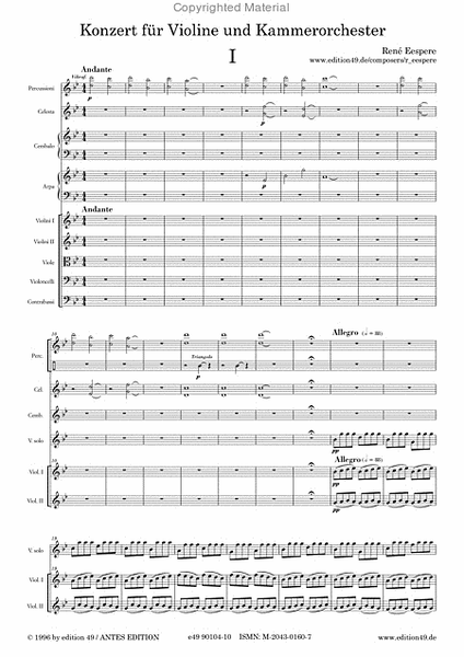 Concerto fur Violine und Kammerorchester