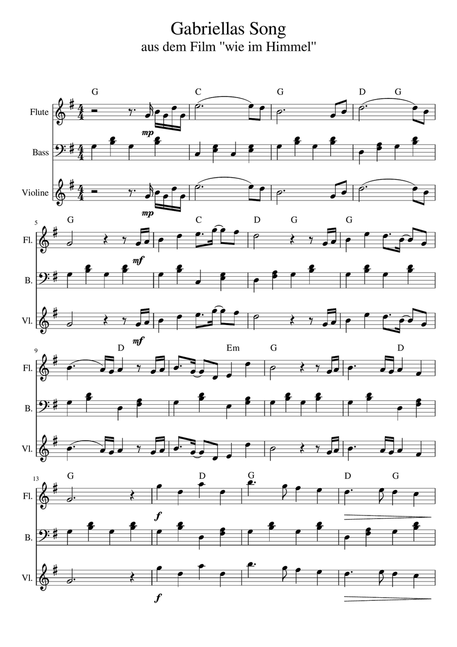 Wie Im Himmel Piano Solo scores gallery preview page 1