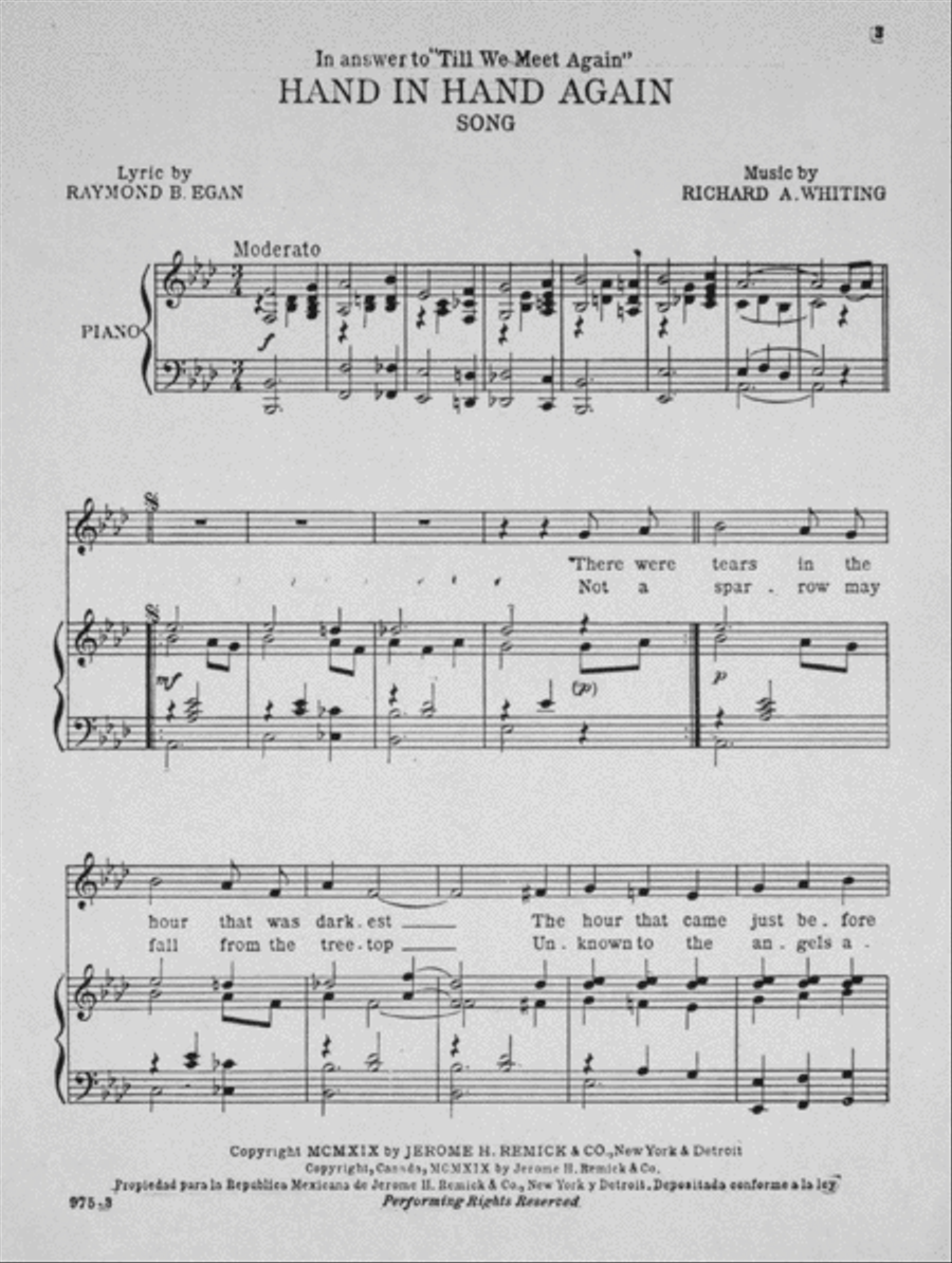 Hand in Hand Again. Song Voice scores gallery preview page 2