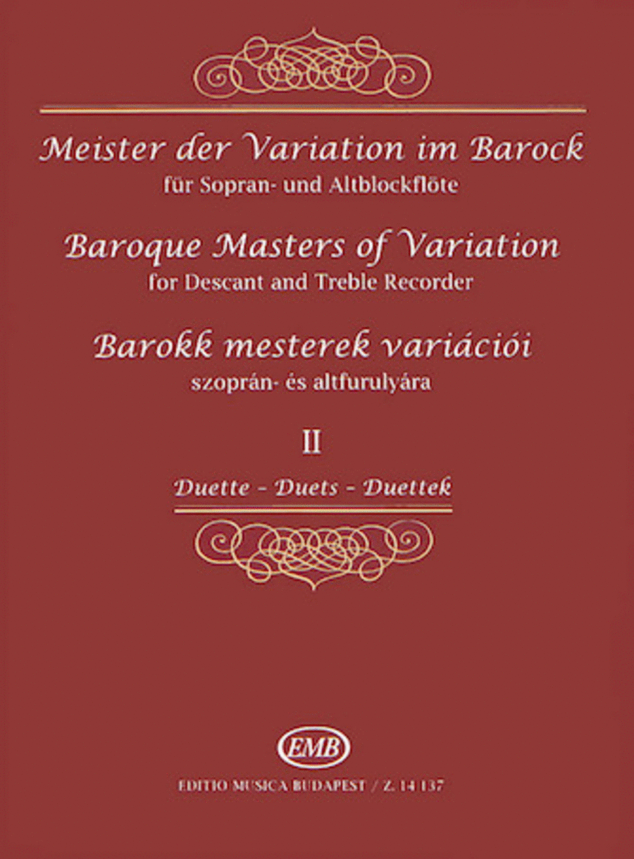Baroque Masters of Variation for Descant and Treble Recorder - Volume 2: Duets