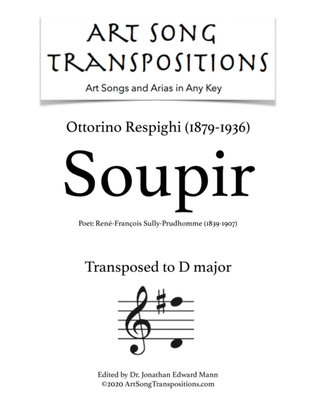 Book cover for RESPIGHI: Soupir (transposed to D major)