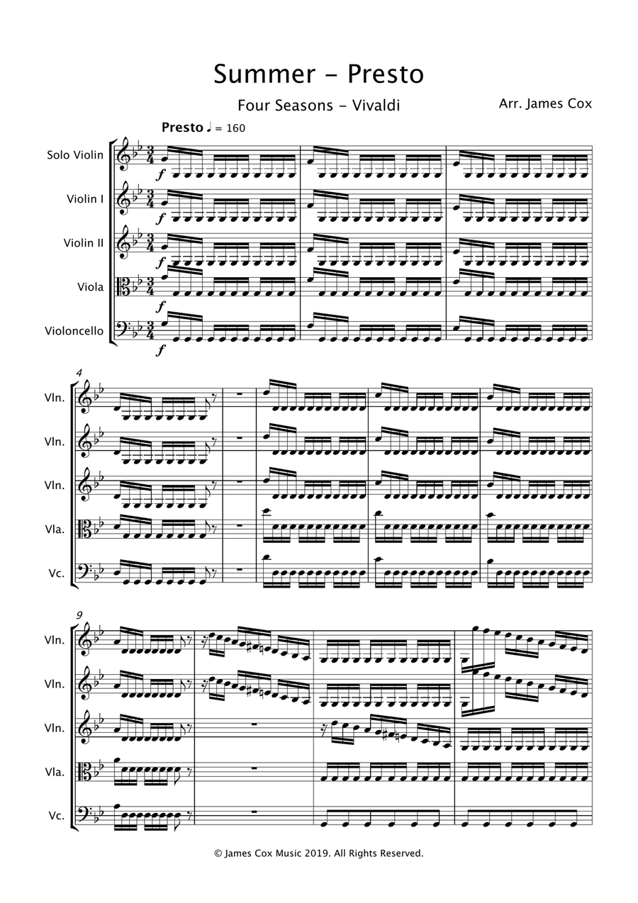Summer (Four Seasons) - String Quartet String Quartet scores gallery preview page 1