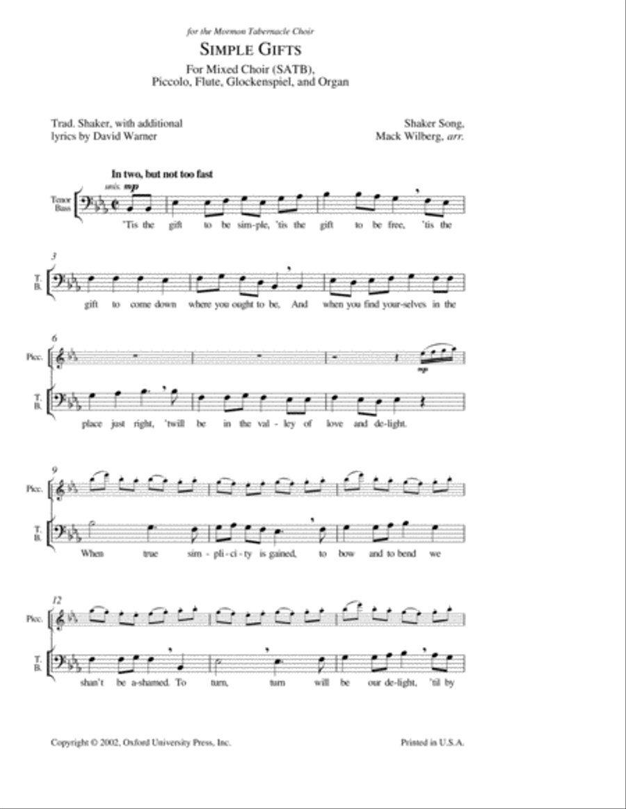 Simple Gifts Simple Gifts 4-Part scores gallery preview page 2