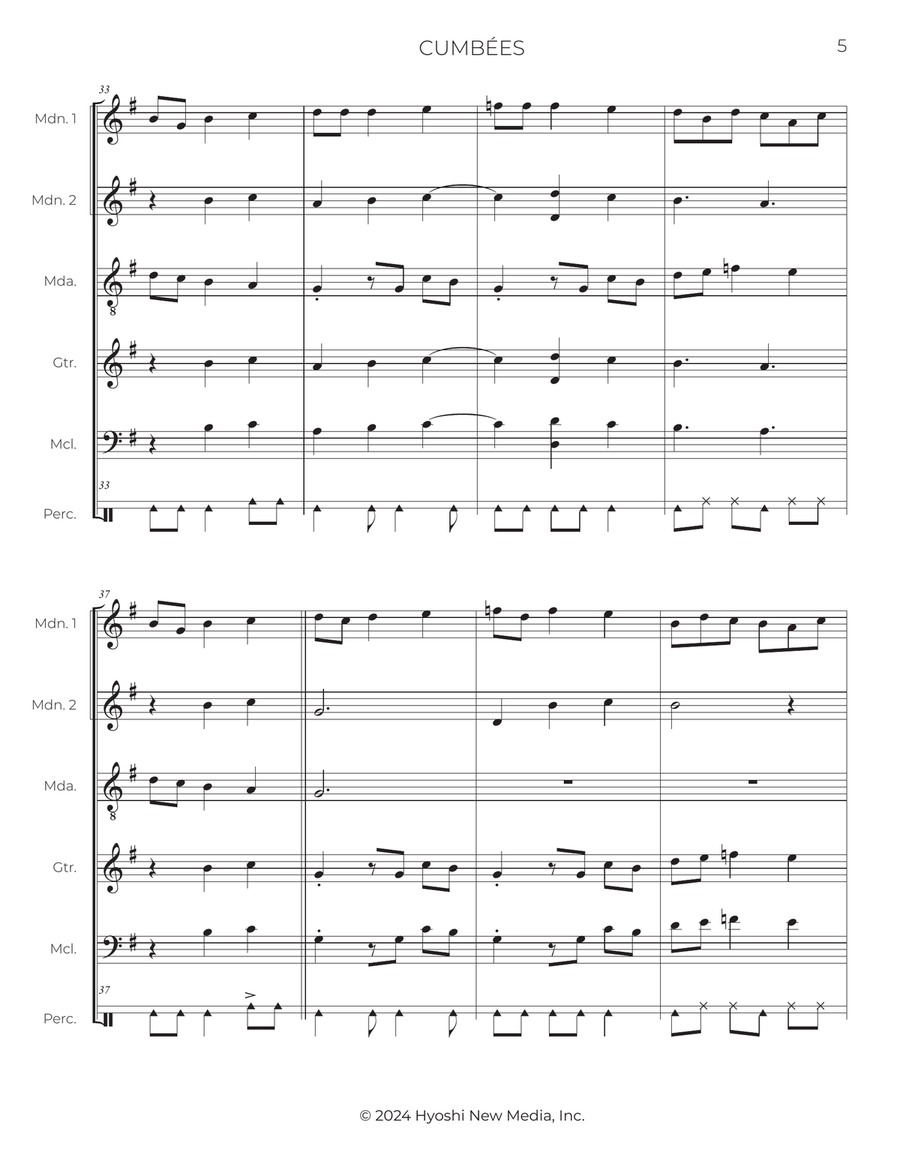 Cumbées from Códice Saldívar No. 4 - Score Only Small Ensemble scores gallery preview page 6