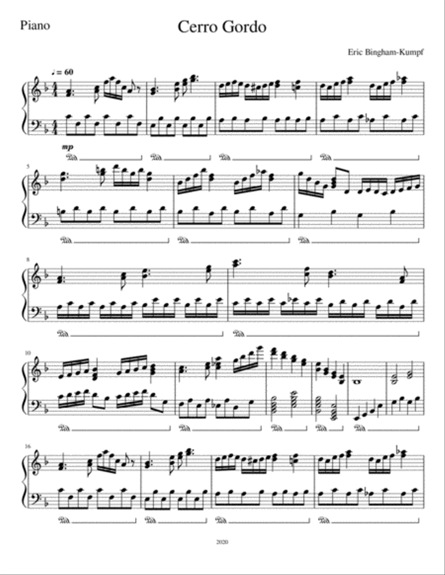 Cerro Gordo Cerro Gordo Piano Solo scores gallery preview page 1