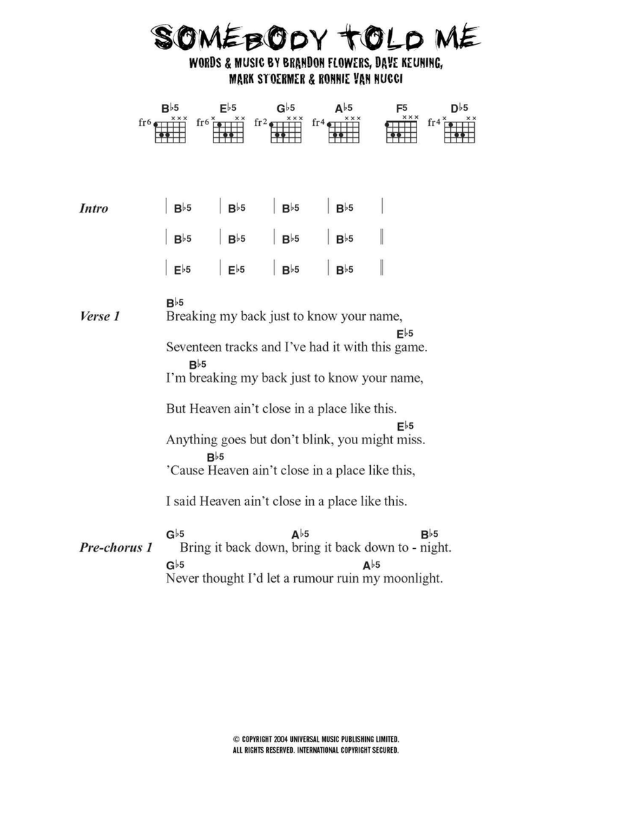 Somebody Told Me Easy Guitar scores gallery preview page 1
