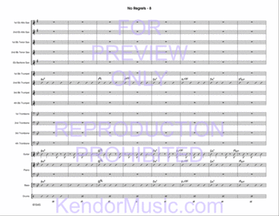 No Regrets (Full Score) Jazz Ensemble scores gallery preview page 9