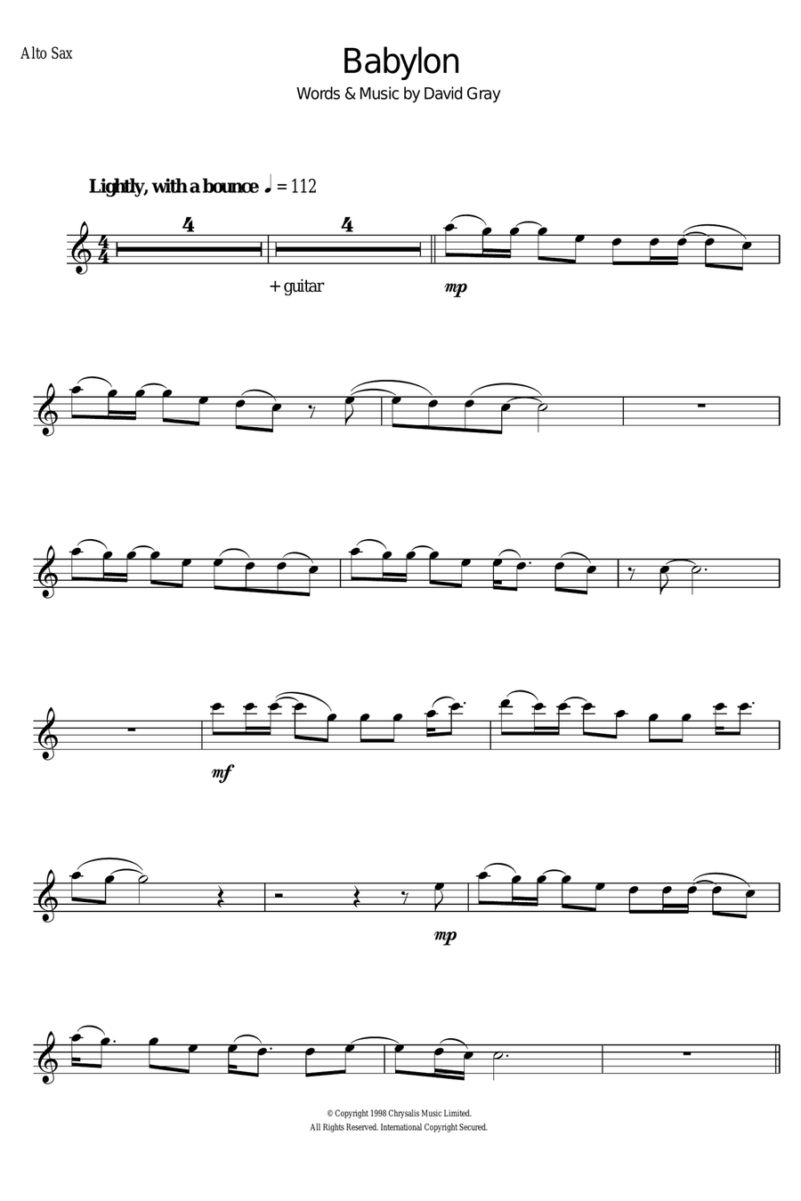 Babylon Alto Saxophone scores gallery preview page 1