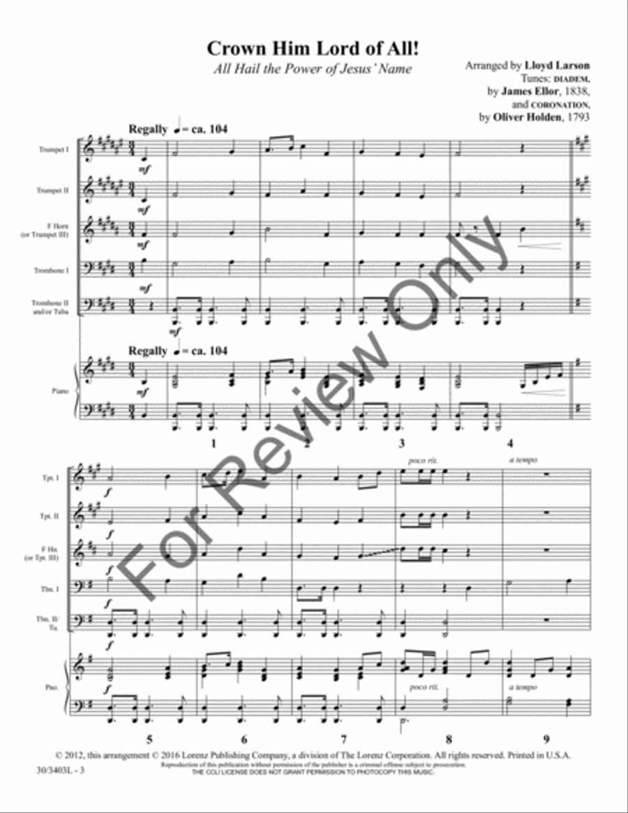 Crown Him Lord of All! Crown Him Lord of All! Brass Ensemble scores gallery preview page 2