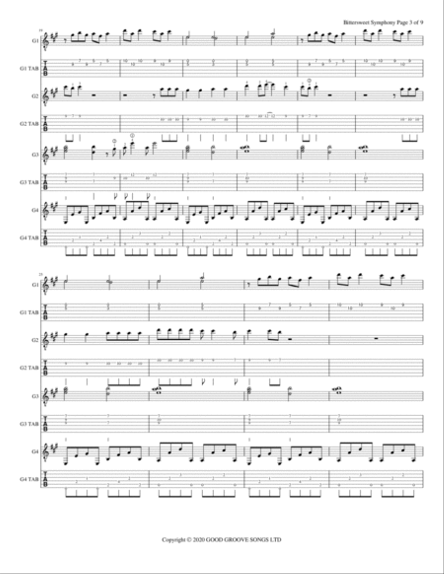 Bittersweet Symphony Acoustic Guitar scores gallery preview page 4